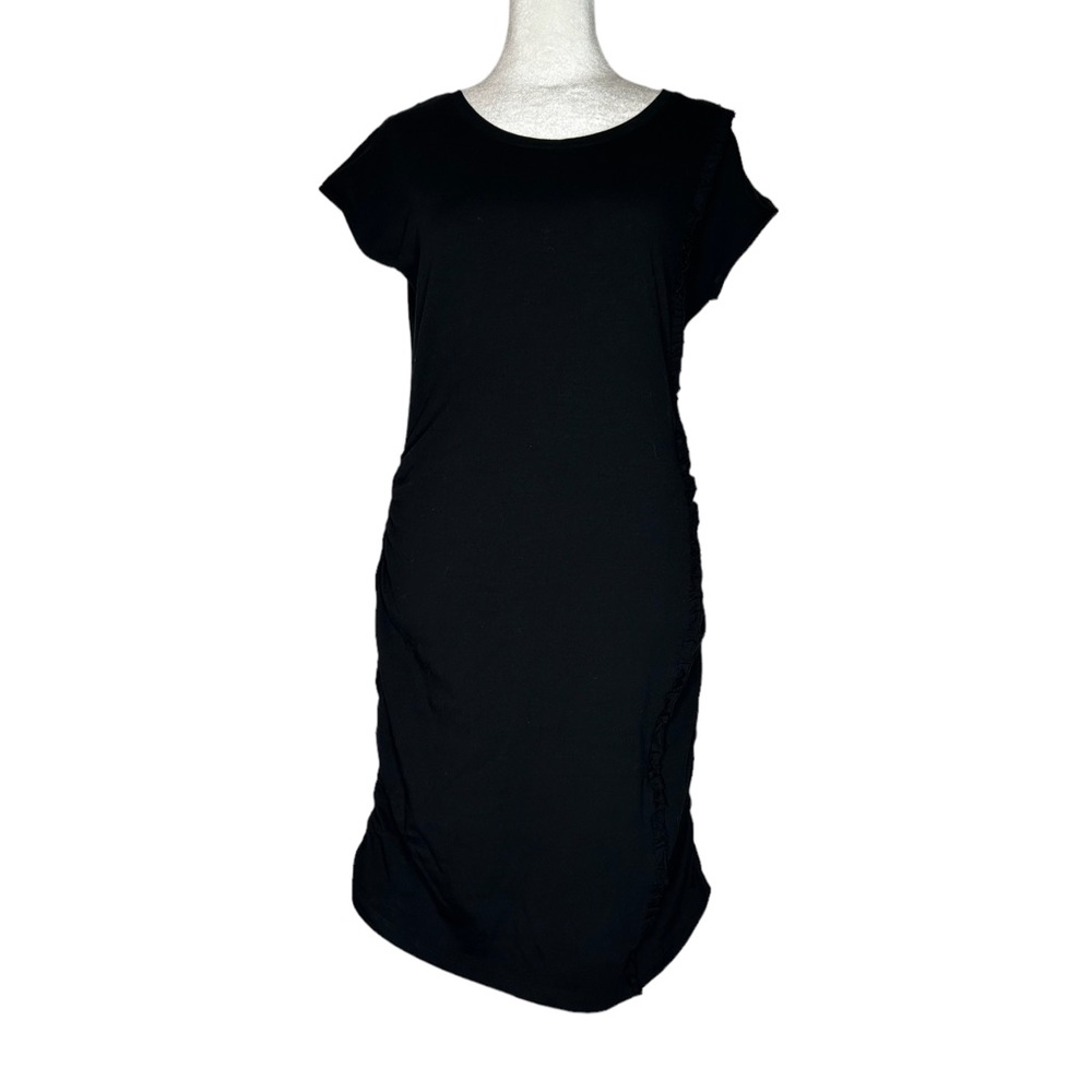 Kenneth Cole Black Bodycon Rouched and Ruffle Trim Dress Size XS